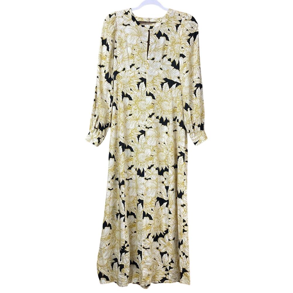 Aware by Vero Moda Amy Maxi Dress Cut Out Back Yellow Floral Size Small